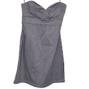 Volcom Frochickie Dress Womens Small Black White Stripe Strapless Zip Cotton